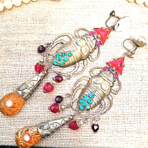 Czechoslovakian Jewelry - Czech Shoulder Duster Earrings